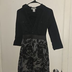 Fishbowl Cotton Black and Gray Floral Dress